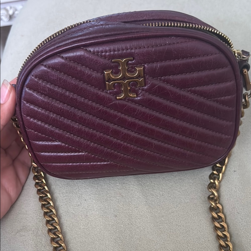 Tory Burch Brown and Gold Quilted Crossbody Bag
